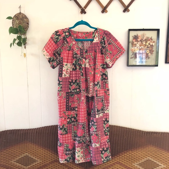 Vintage Dresses & Skirts - Vintage Patchwork Muumuu Dress